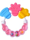 Round Shape BPA Free Silicone Bell Teether Ring Rattle- Multicolour