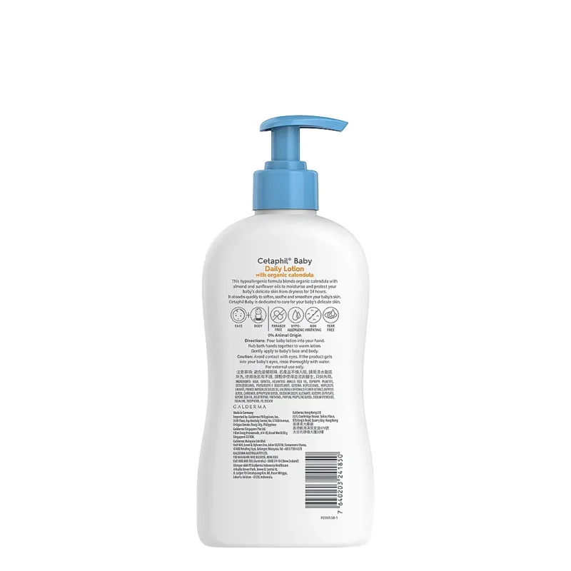 Cetaphil Baby Daily Lotion 400ml with Organic Calendula | Dermatologist Tested - Image 2