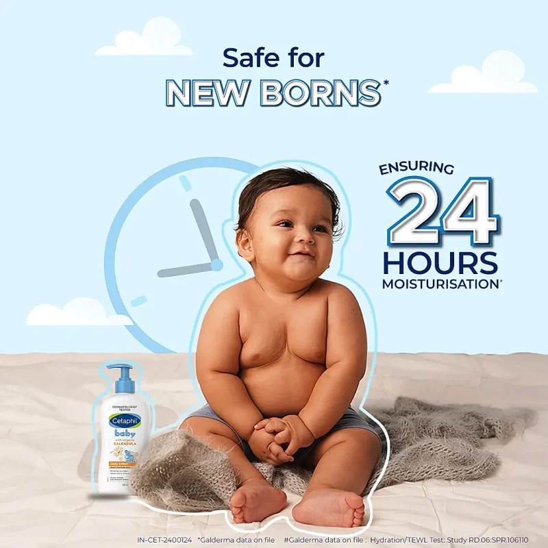 Cetaphil Baby Daily Lotion 400ml with Organic Calendula | Dermatologist Tested - Image 3