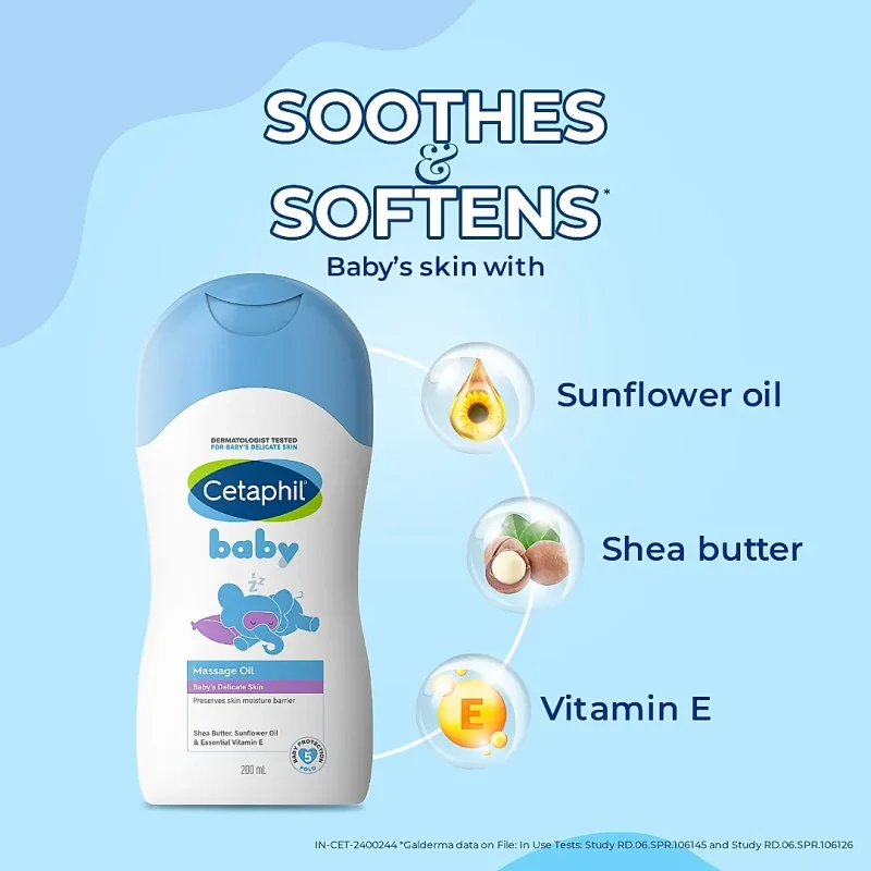Cetaphil Baby Massage Oil 200ml | Dermatologist Tested - Image 4