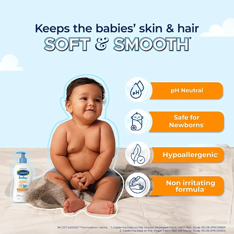 Cetaphil Baby Wash & Shampoo 400ml with Organic Calendula - Image 2