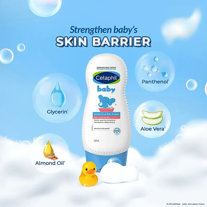 Cetaphil Baby Moisturising Bath & Wash 230ml | Dermat Tested - Image 4