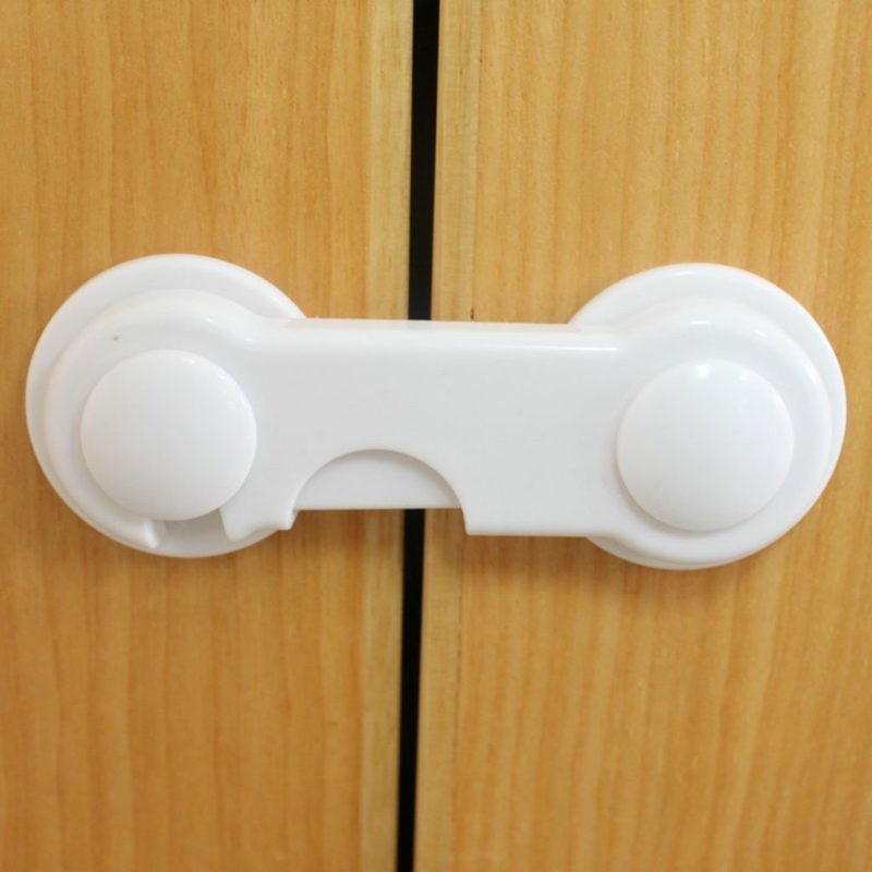 Baby Safety Locks Uses Dual Adhesive Tape Child Proof Cabinets Drawers Appliances Toilet Seat Fridge[2 pieces]