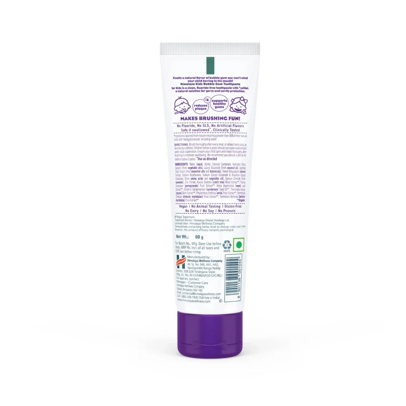 Himalaya Kids Bubble Gum Toothpaste 80g - Image 2