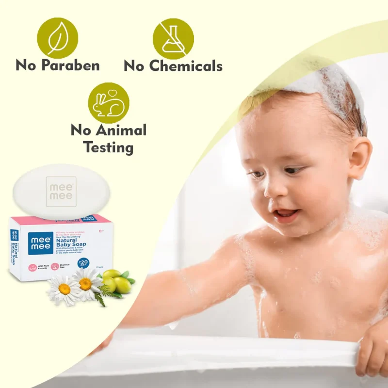 Mee Mee 100% Natural Nourishing Baby Soap with Chamomile & Olive | Organic Baby Soap | 75 gms - Image 5