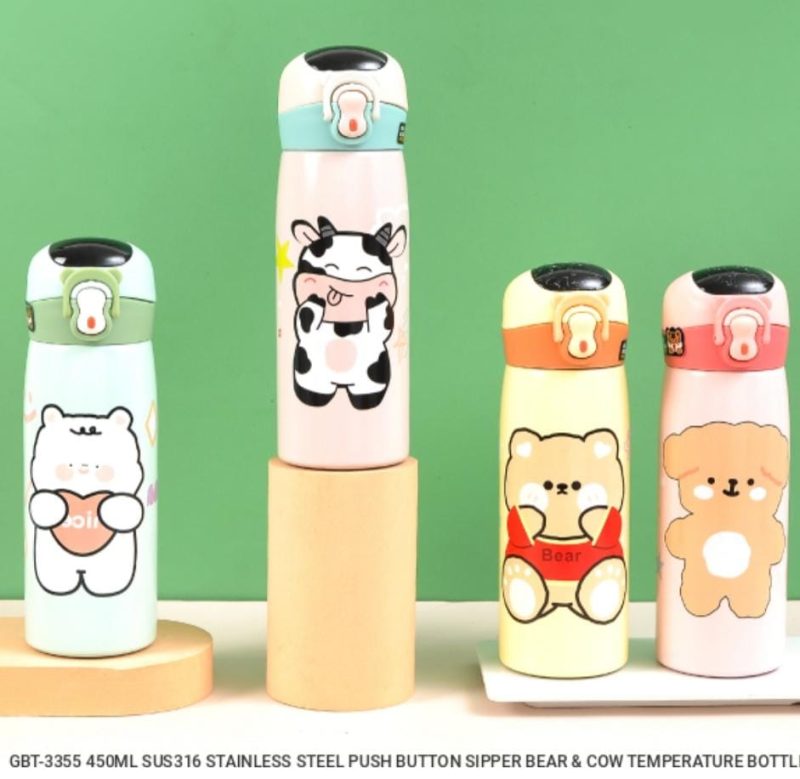 GBT-3355 Stainless Steel Water Bottle 450ml Hot and Cold Double Walled Insulated Vaccum Thermos Flask with Smart Digital Temperature Display COW