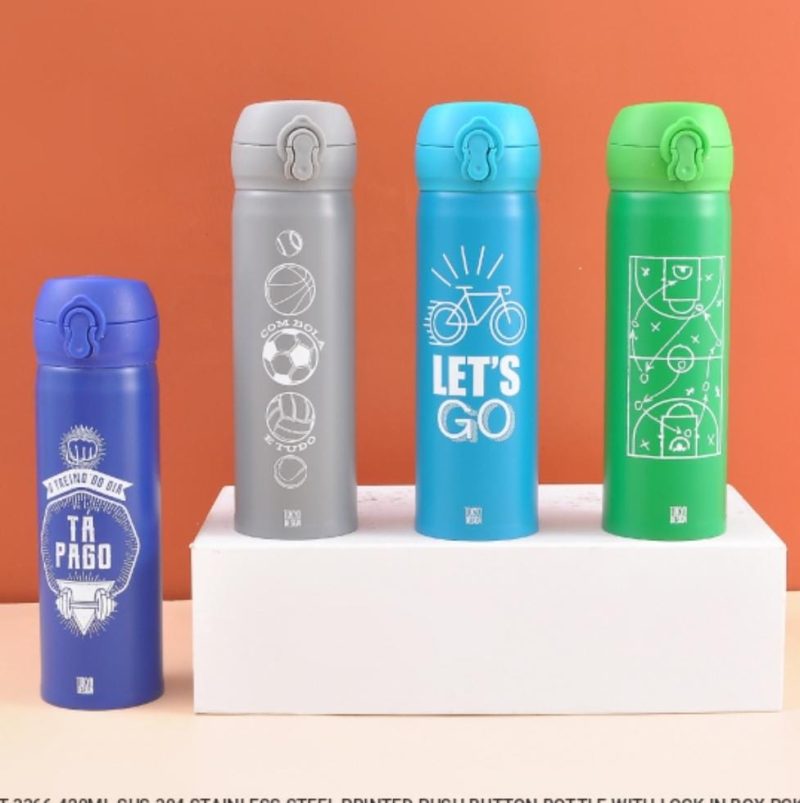 GBT-3366 Double Walled Stainless Steel Water Bottle for Kids 420 ML| Adorable Pirate Doodle Print, Lightweight, leakproof Insulated Water Bottle