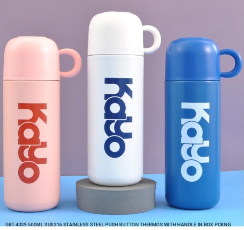 GBT-4339 Duro Cup Style Thermosteel Flask, 500ml | 12 Hours Hot & Cold Bottle | Dual Purpose Cup & Cap| Flask for tea coffee | Ideal For Office, Gym, Home, Kitchen, Trekking, Travel Bottle
