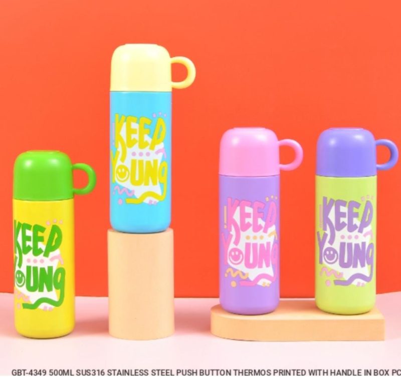 GBT-4349 Duro Cup Style Thermosteel Flask, 500ml | 12 Hours Hot & Cold Bottle | Dual Purpose Cup & Cap| Flask for tea coffee | Ideal For Office, Gym, Home, Kitchen, Trekking, Travel Bottle keep young