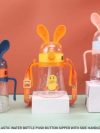 GBT-520 450ml Bunny Design Anti-Leak BPA-Free Spill Proof Cap Closure Kids Water Bottle with Straw And Strap for School Home and outdoor use