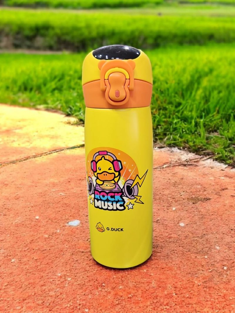 GBT-3353 Hot & Cold Stainless Steel Double Walled Vacuum Insulated Straw Sipper Water Bottle for School Kids, Boys & Girls, Travel, with Temperature Display. 450ML yellow G DUCK - Image 4
