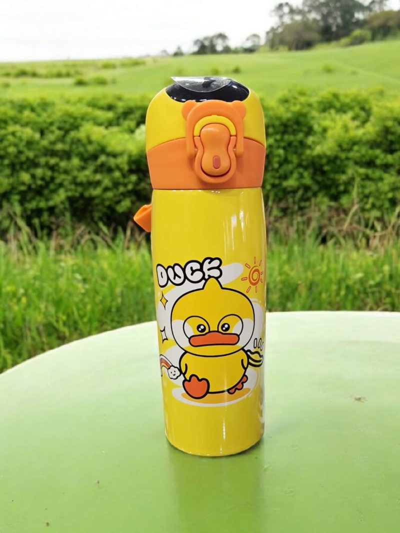GBT-3353 Hot & Cold Stainless Steel Double Walled Vacuum Insulated Straw Sipper Water Bottle for School Kids, Boys & Girls, Travel, with Temperature Display. 450ML yellow G DUCK - Image 3