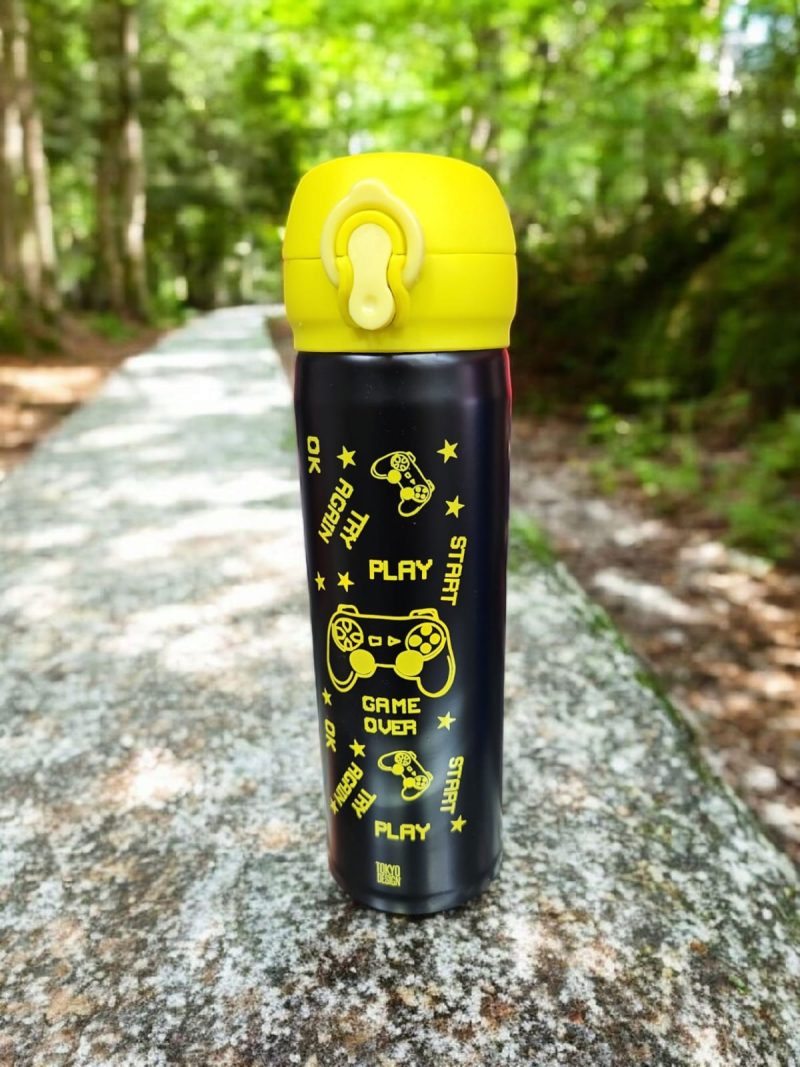 GBT-3362 Double Walled Stainless Steel Water Bottle for Kids 420 ML | Adorable Pirate Doodle Print, Lightweight, leakproof Insulated Water Bottle printed - Image 2