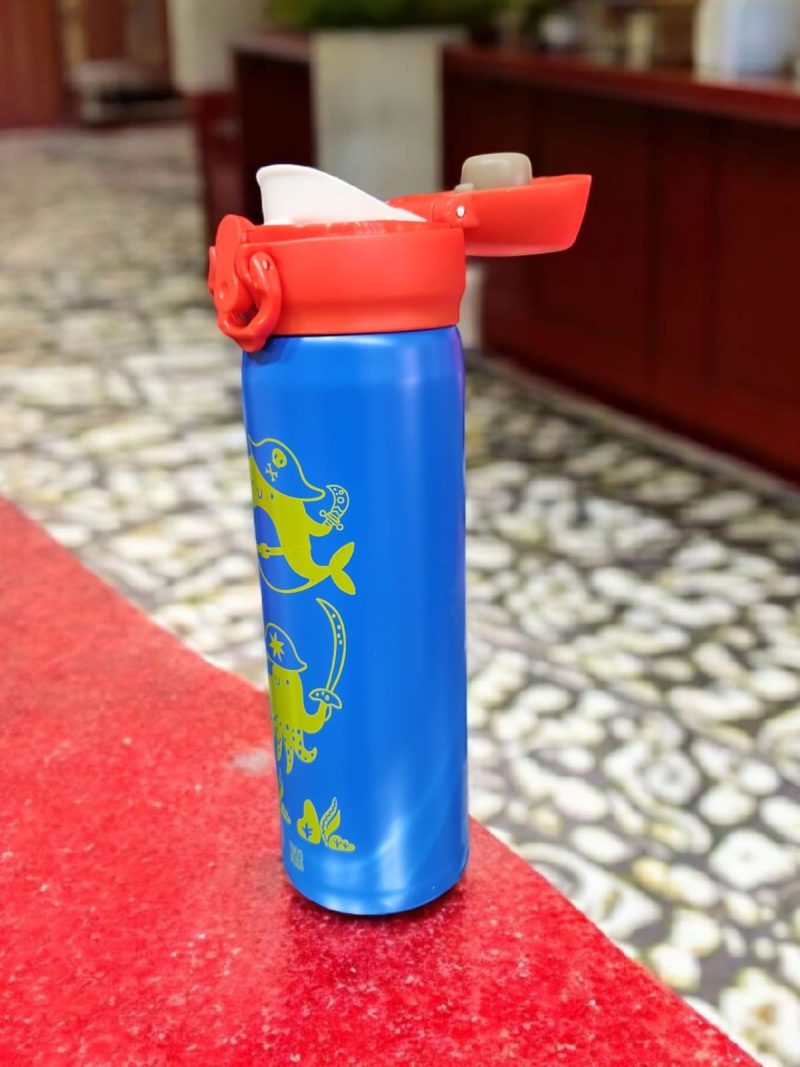GBT-3362 Double Walled Stainless Steel Water Bottle for Kids 420 ML | Adorable Pirate Doodle Print, Lightweight, leakproof Insulated Water Bottle printed - Image 3