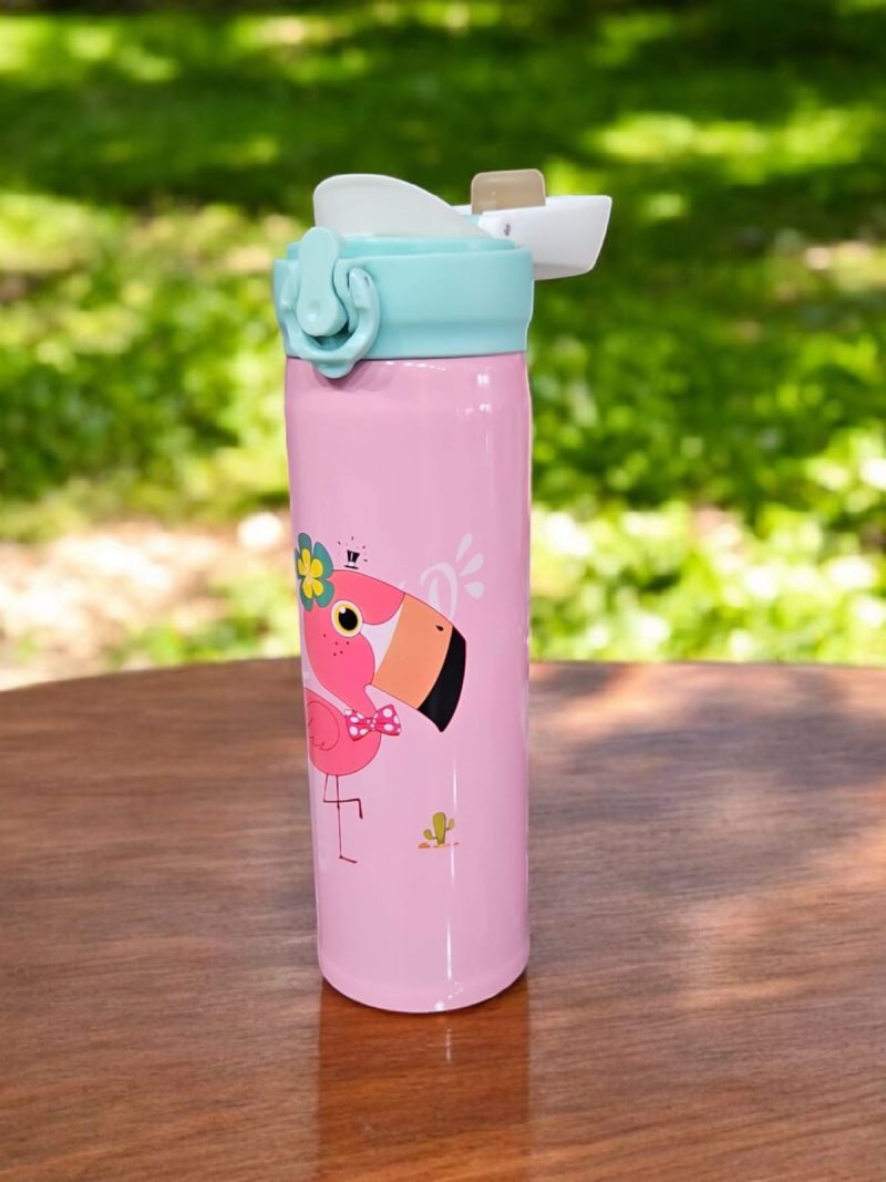 GBT-3363 Double Walled Stainless Steel Water Bottle for Kids 420 ML| Adorable Pirate Doodle Print, Lightweight, leakproof Insulated Water Bottle animal print - Image 3