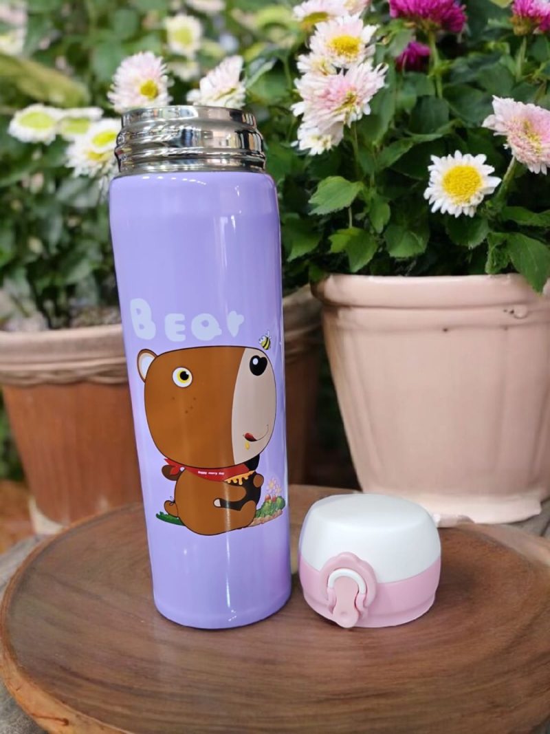 GBT-3363 Double Walled Stainless Steel Water Bottle for Kids 420 ML| Adorable Pirate Doodle Print, Lightweight, leakproof Insulated Water Bottle animal print - Image 4