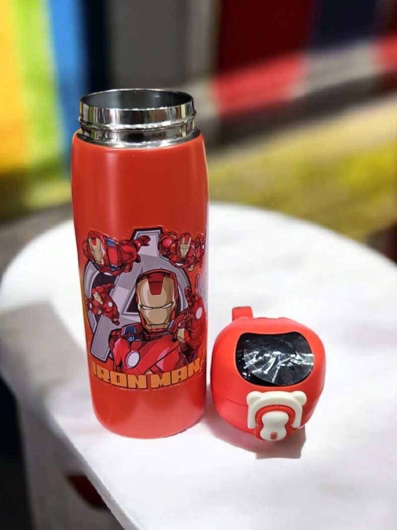 HBC-188312 Hot & Cold Stainless Steel Double Walled Vacuum Insulated Straw Sipper Water Bottle for School Kids, Boys & Girls, Travel, with Temperature Display. 450ML spiderman - Image 5