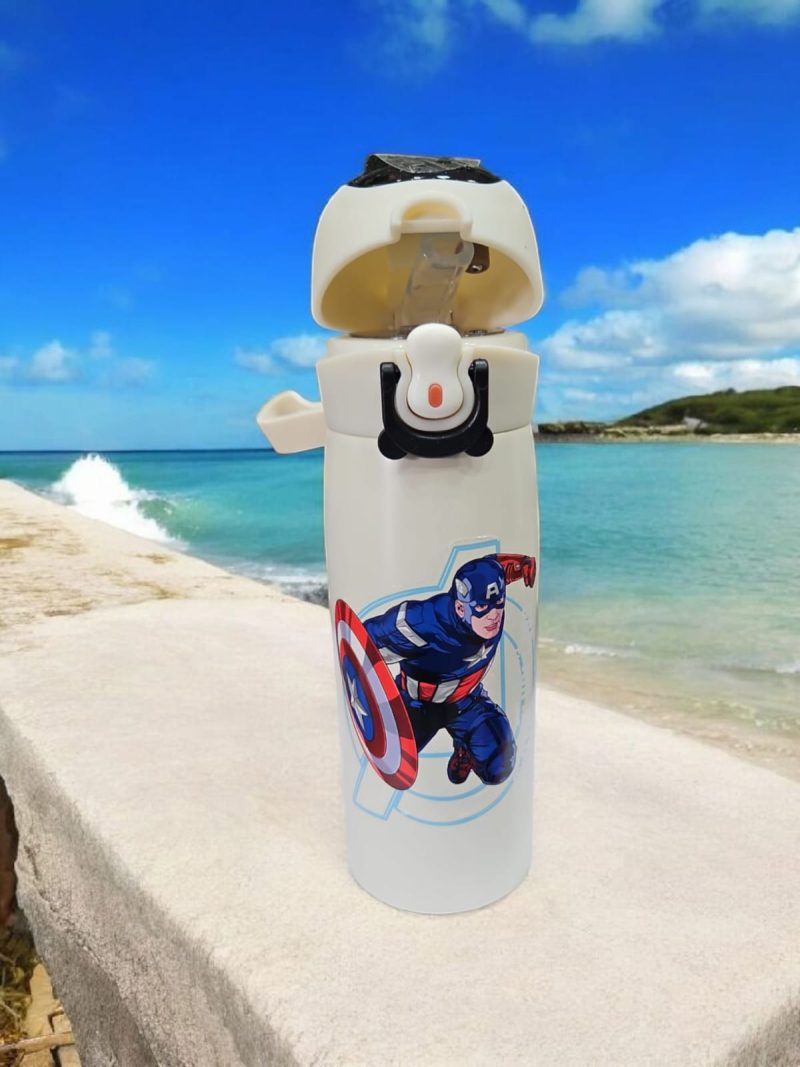 HBC-188312 Hot & Cold Stainless Steel Double Walled Vacuum Insulated Straw Sipper Water Bottle for School Kids, Boys & Girls, Travel, with Temperature Display. 450ML spiderman - Image 6