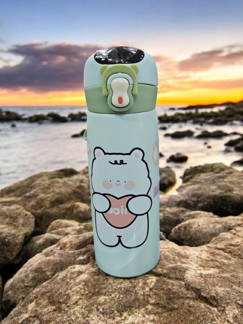 GBT-3355 Stainless Steel Water Bottle 450ml Hot and Cold Double Walled Insulated Vaccum Thermos Flask with Smart Digital Temperature Display COW - Image 2