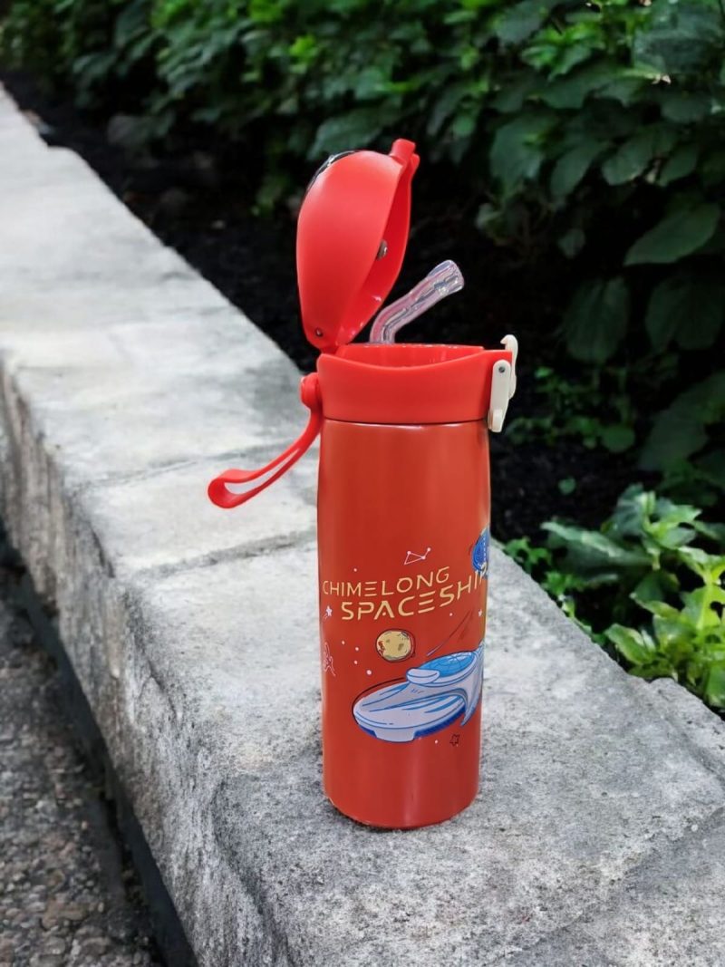 HBC-188311 Hot & Cold Stainless Steel Double Walled Vacuum Insulated Straw Sipper Water Bottle 450ML for School Kids, Boys & Girls, Travel, with Temperature Display. 500ML mix design - Image 3