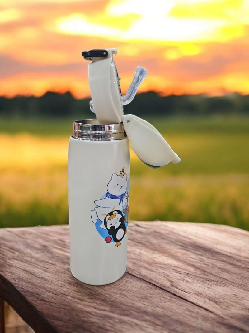 HBC-188311 Hot & Cold Stainless Steel Double Walled Vacuum Insulated Straw Sipper Water Bottle 450ML for School Kids, Boys & Girls, Travel, with Temperature Display. 500ML mix design - Image 4