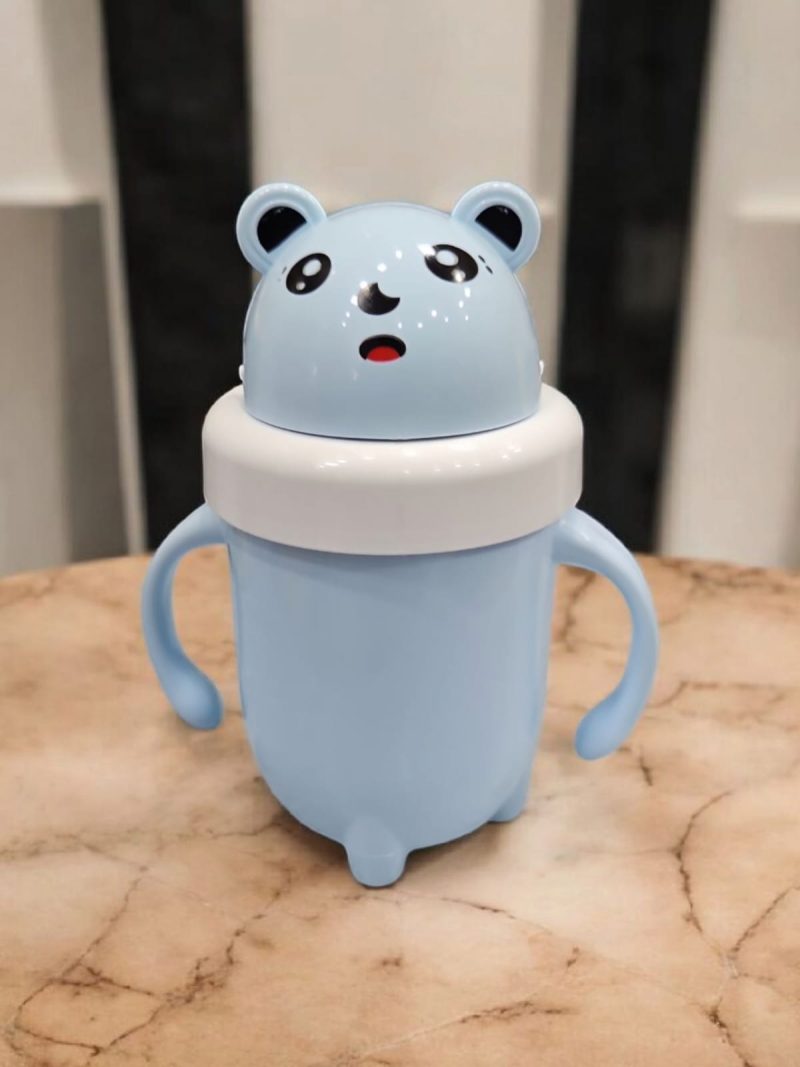 Stainless Steel Milk Sipper Mug for Kids with Soft Silicone Straw and Handle,Anti-Spill Sippy Cup, BPA Free-300ml-Pack of 1 (Multicolor) - Image 2