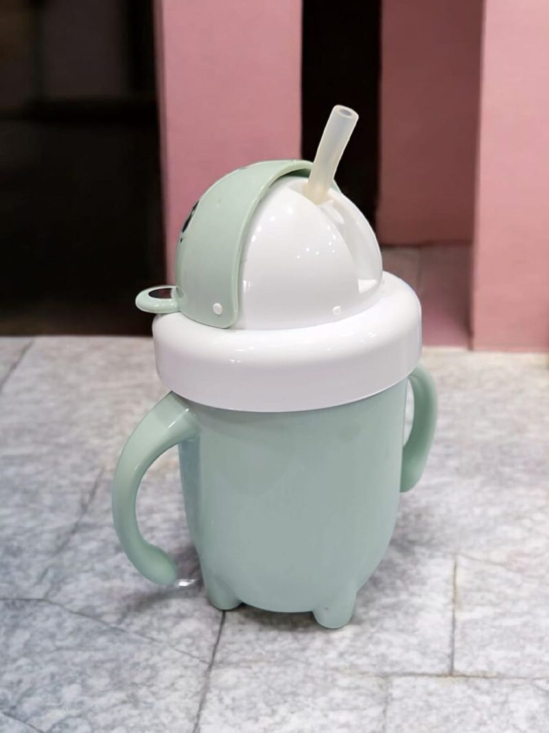 Stainless Steel Milk Sipper Mug for Kids with Soft Silicone Straw and Handle,Anti-Spill Sippy Cup, BPA Free-300ml-Pack of 1 (Multicolor) - Image 3