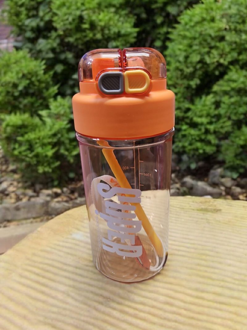 GBT-4882 Kids Plastic Dual Water Bottle with Strap, Double Pop-Up Lid Dual-Use Water Bottle, Motion Double Way Drinking Fancy Plastic Water Bottle for School Students (750ML) - Image 2