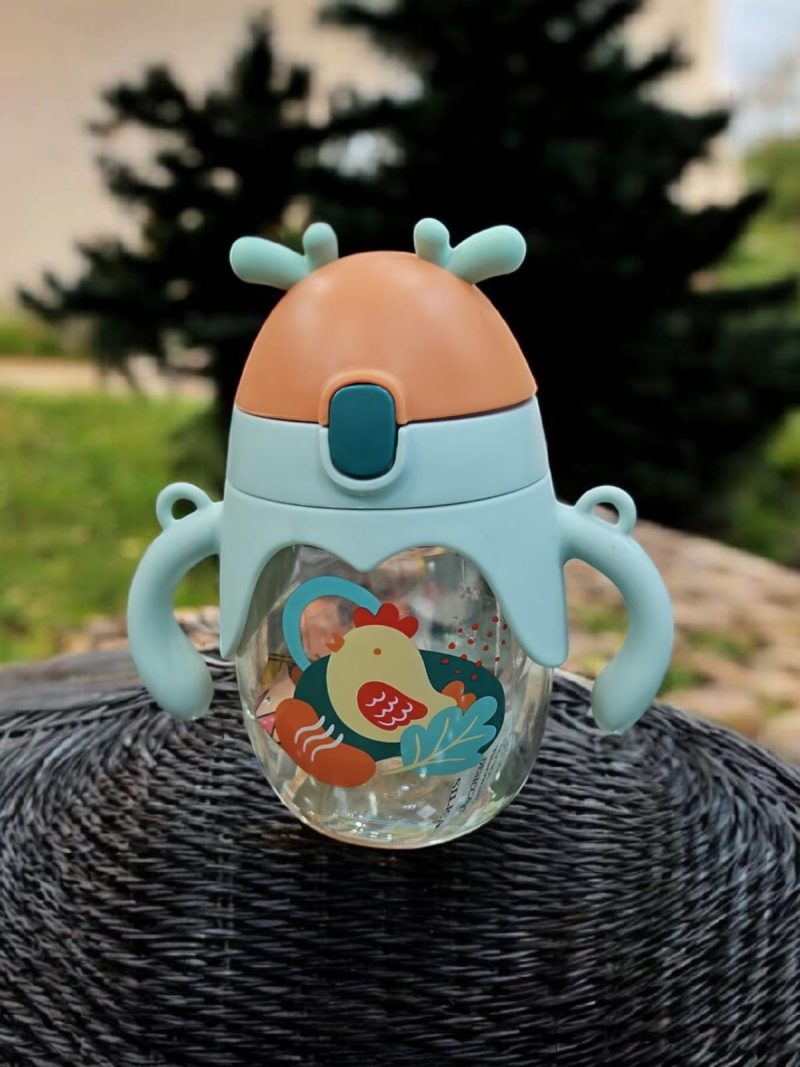 GBT-F647 350ml Deer Design Anti-Leak BPA-Free Spill Proof Cap Closure Kids Water Bottle with Straw And Strap for School Home and outdoor use - Image 2