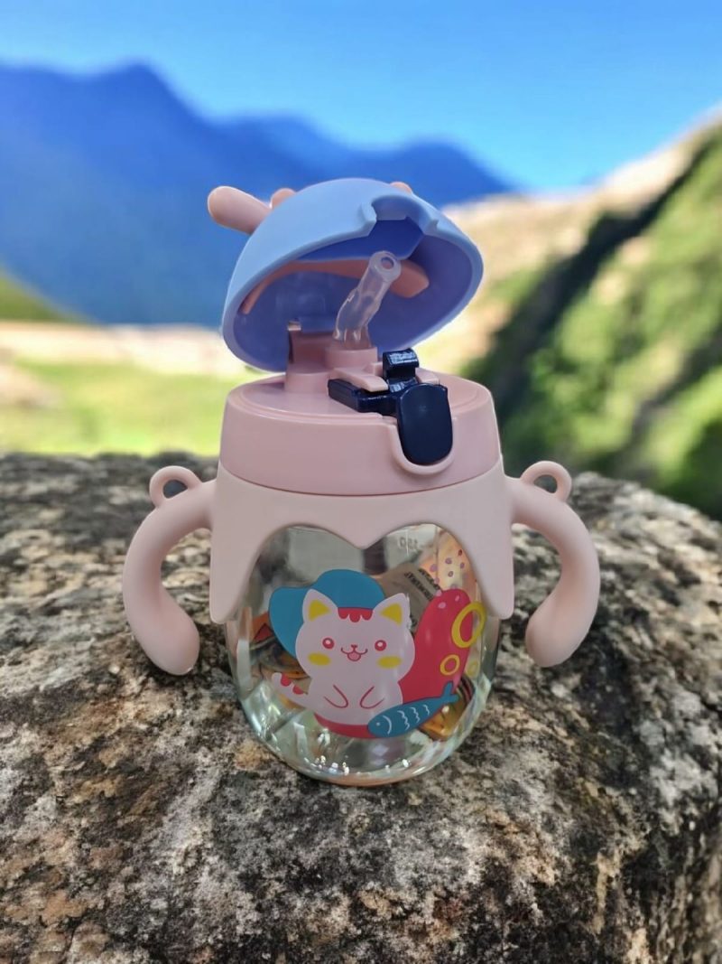GBT-F647 350ml Deer Design Anti-Leak BPA-Free Spill Proof Cap Closure Kids Water Bottle with Straw And Strap for School Home and outdoor use - Image 4