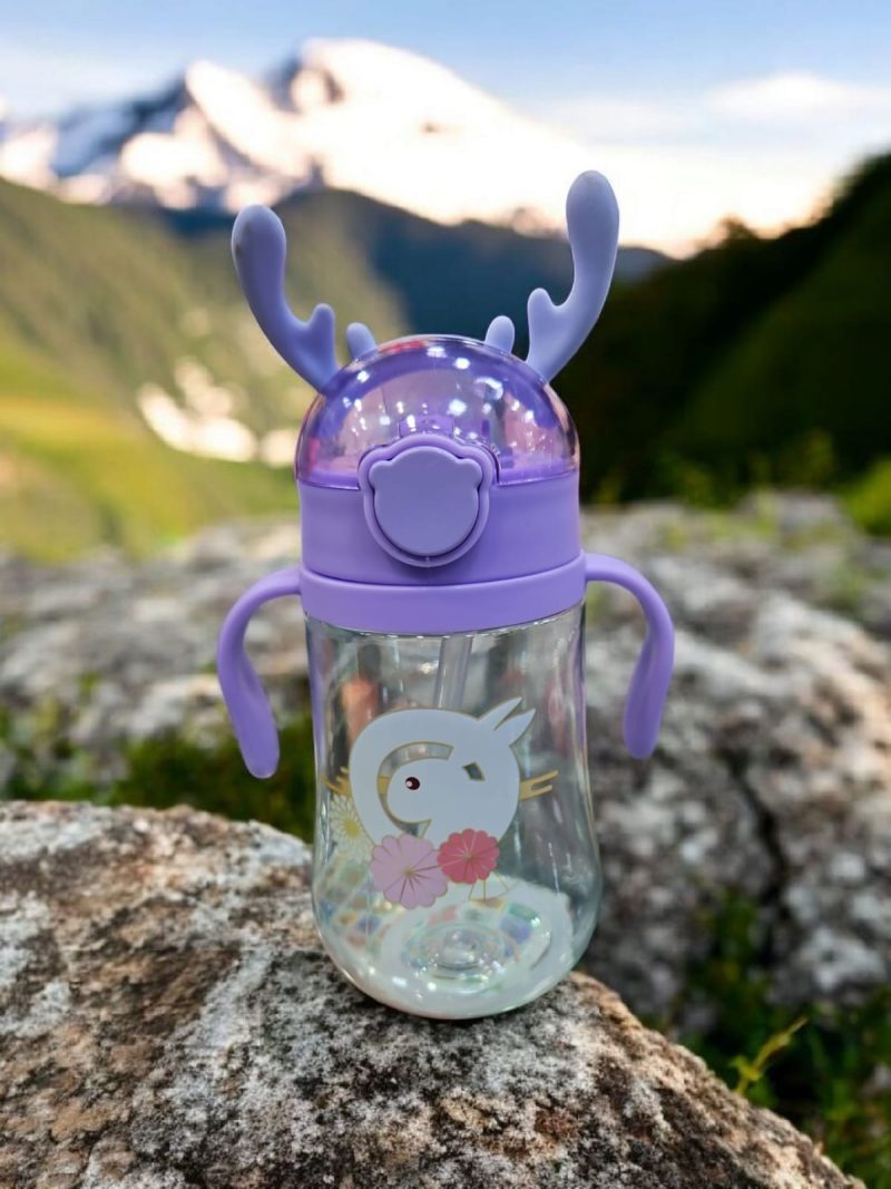 GBT-8194 Baby Rabbit Bunny Ears Sippy Water Bottle – 400ML Leak-proof Drinking Cup with Shoulder Strap - Image 3