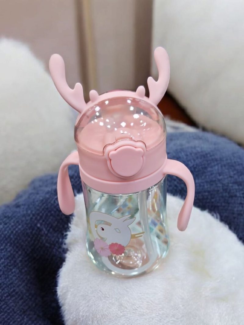 GBT-8194 Baby Rabbit Bunny Ears Sippy Water Bottle – 400ML Leak-proof Drinking Cup with Shoulder Strap - Image 2