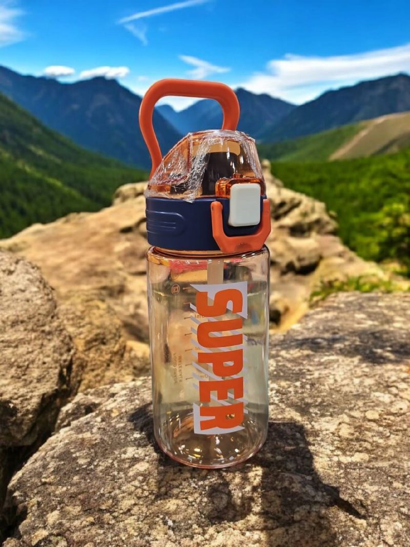 GBT-4839 600ML Plastic Sport Gym Motivational Bottle with Time Marker, Flip Top, - Image 4
