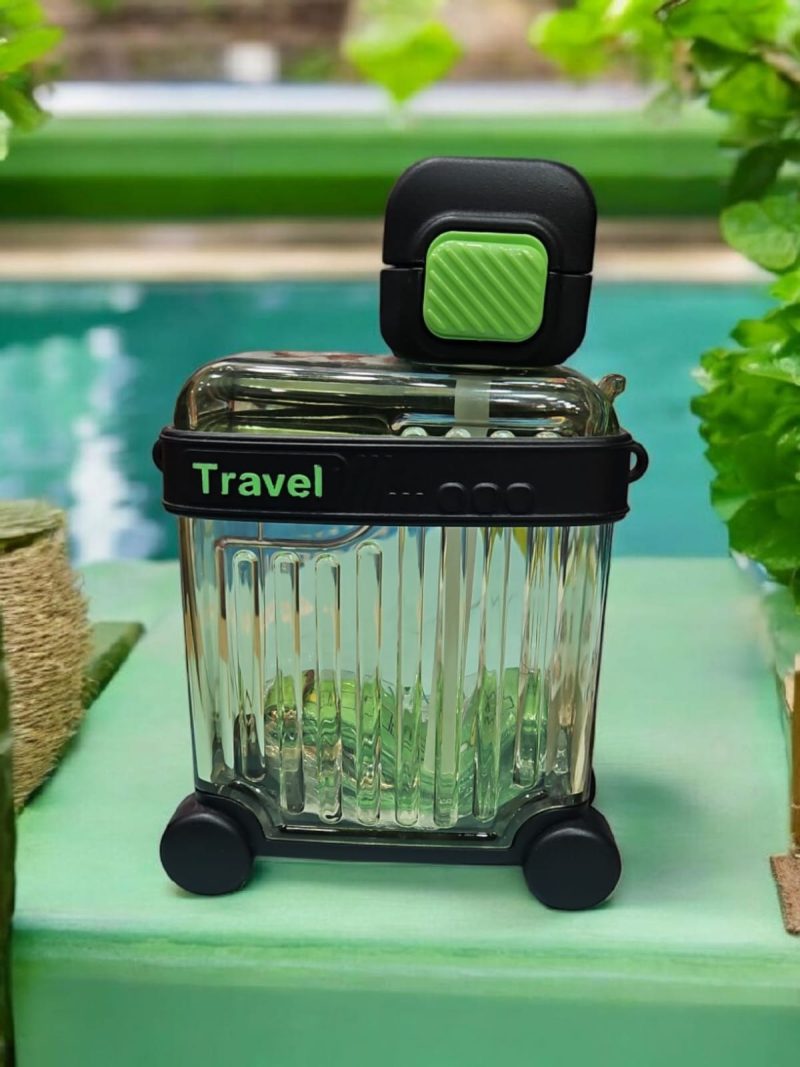 Travel bag Shape, Clear Cute travel water bottle, clear drinking bottle with straw and sipper, for outdoor, camping, travel, gym, sports, 680ml, Multicolor - Image 2
