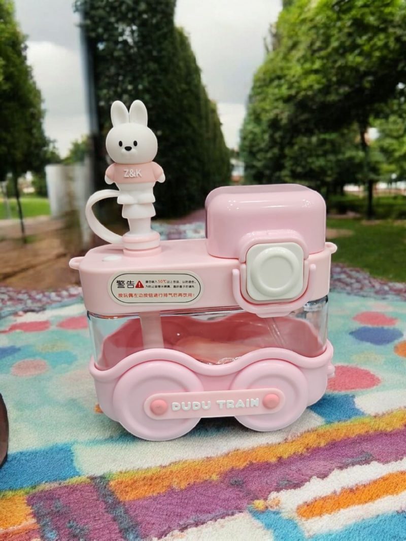 Train Water Sipper Bottle with Straw, Design, Removable Fun Toy Water Bottle, with Adjustable Shoulder Strap is Easy to Carry, Suitable for Camping Trips School, Park Outings MultiColour - Image 4