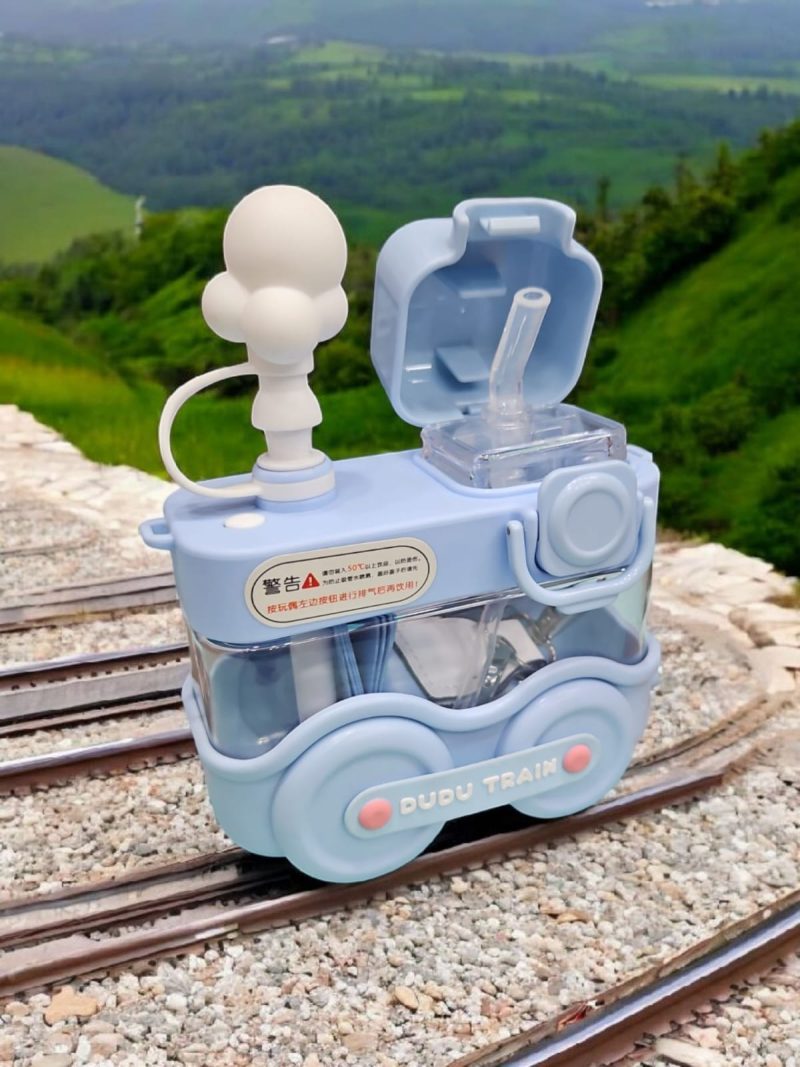 Train Water Sipper Bottle with Straw, Design, Removable Fun Toy Water Bottle, with Adjustable Shoulder Strap is Easy to Carry, Suitable for Camping Trips School, Park Outings MultiColour - Image 2