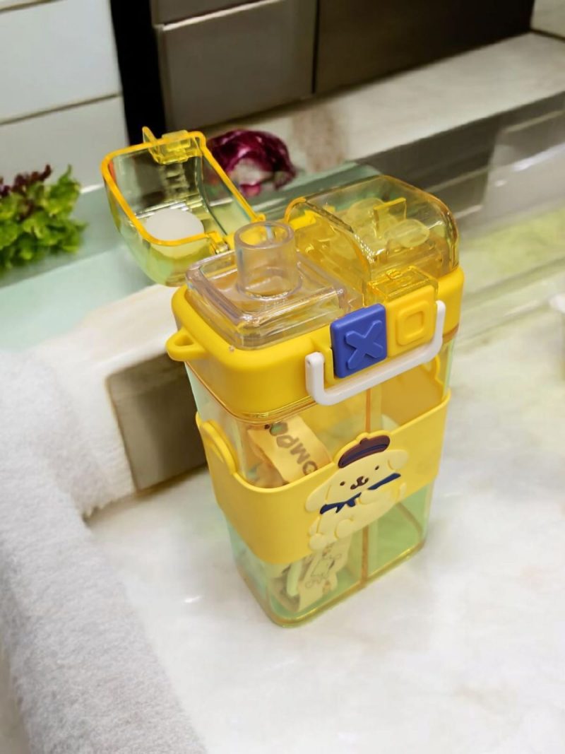 Double Straw Bottle Straw Sipper Bottle Portable Travel Water Bottle Smart Dual Compartment Water Bottle - Image 4