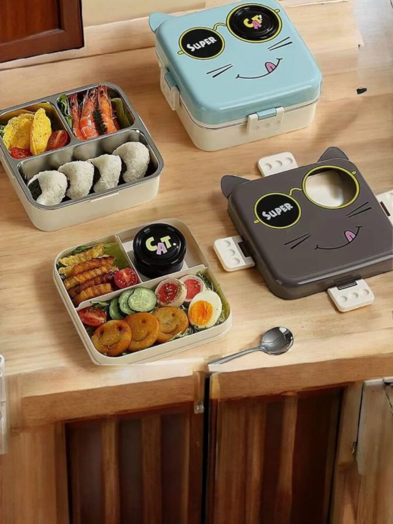Kid's Favorite Cat Eye Double Decker Insulated Stainless Steel Lunch Box - Multicolor