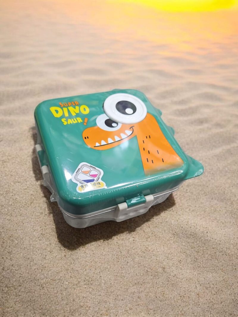 Kid's Favorite Dinosaur Eye Double Decker Insulated Stainless Steel Lunch Box - Multicolor - Image 2