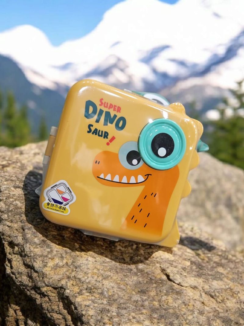 Kid's Favorite Dinosaur Eye Double Decker Insulated Stainless Steel Lunch Box - Multicolor - Image 3
