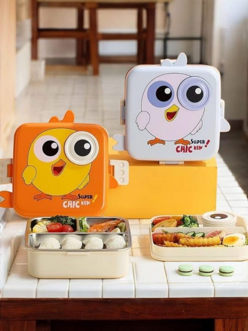 Kid's Favorite Chicken Eye Double Decker Insulated Stainless Steel Lunch Box - Multicolor