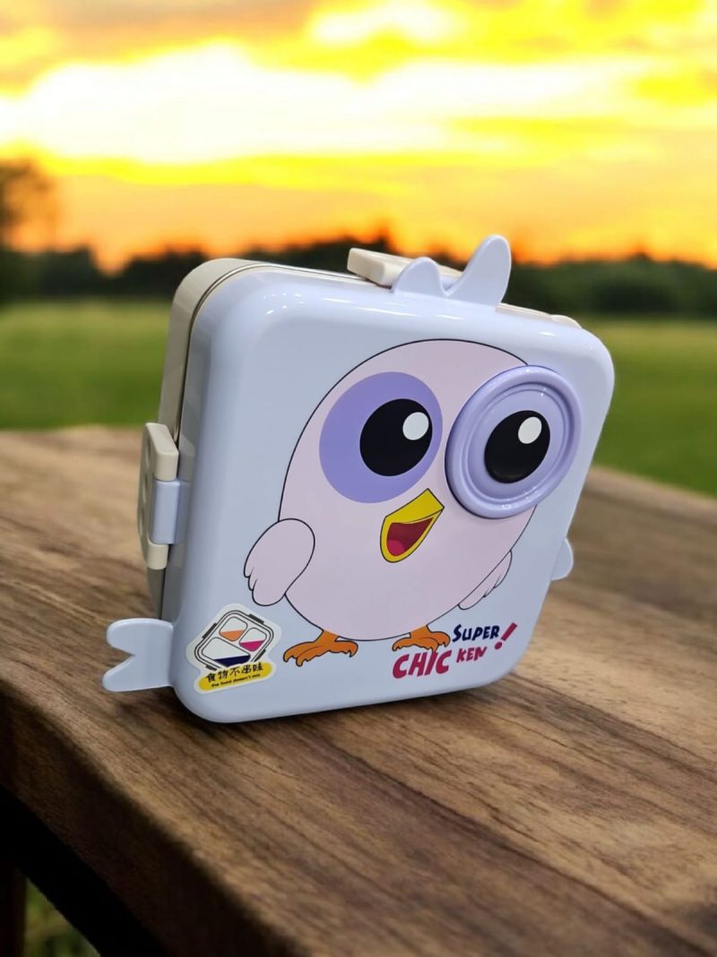 Kid's Favorite Chicken Eye Double Decker Insulated Stainless Steel Lunch Box - Multicolor - Image 2