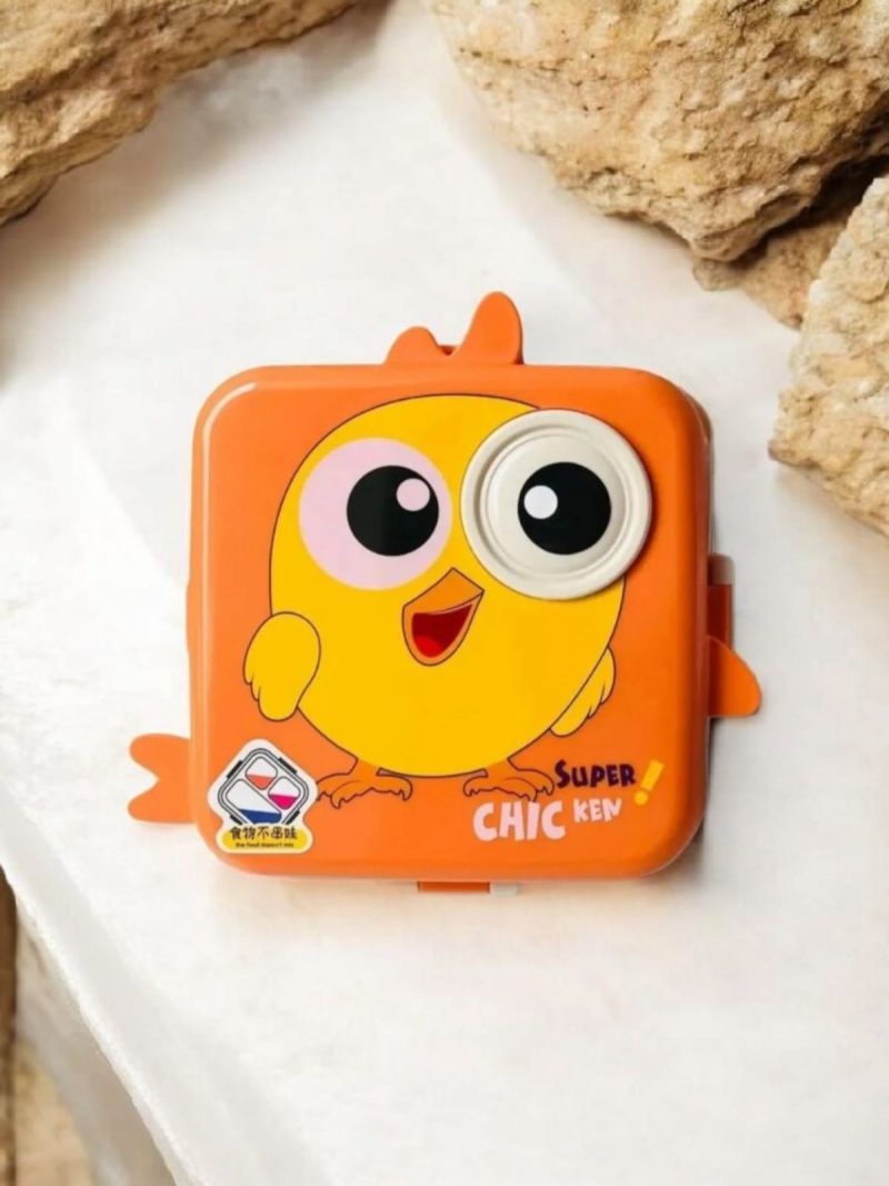 Kid's Favorite Chicken Eye Double Decker Insulated Stainless Steel Lunch Box - Multicolor - Image 3