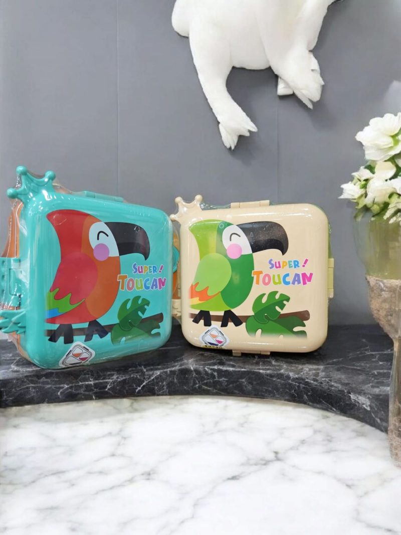 Stainless Steel Leak-Proof Parrot Printed Lunch Box with Sauce Bowl  Multicolor - Image 4