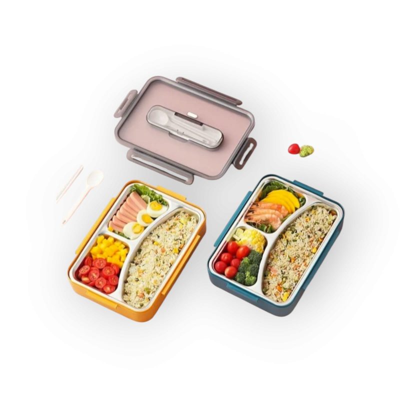 Microwave Safe Stainless Steel Lunch Box with Set for Spoon (850ml) - Image 2