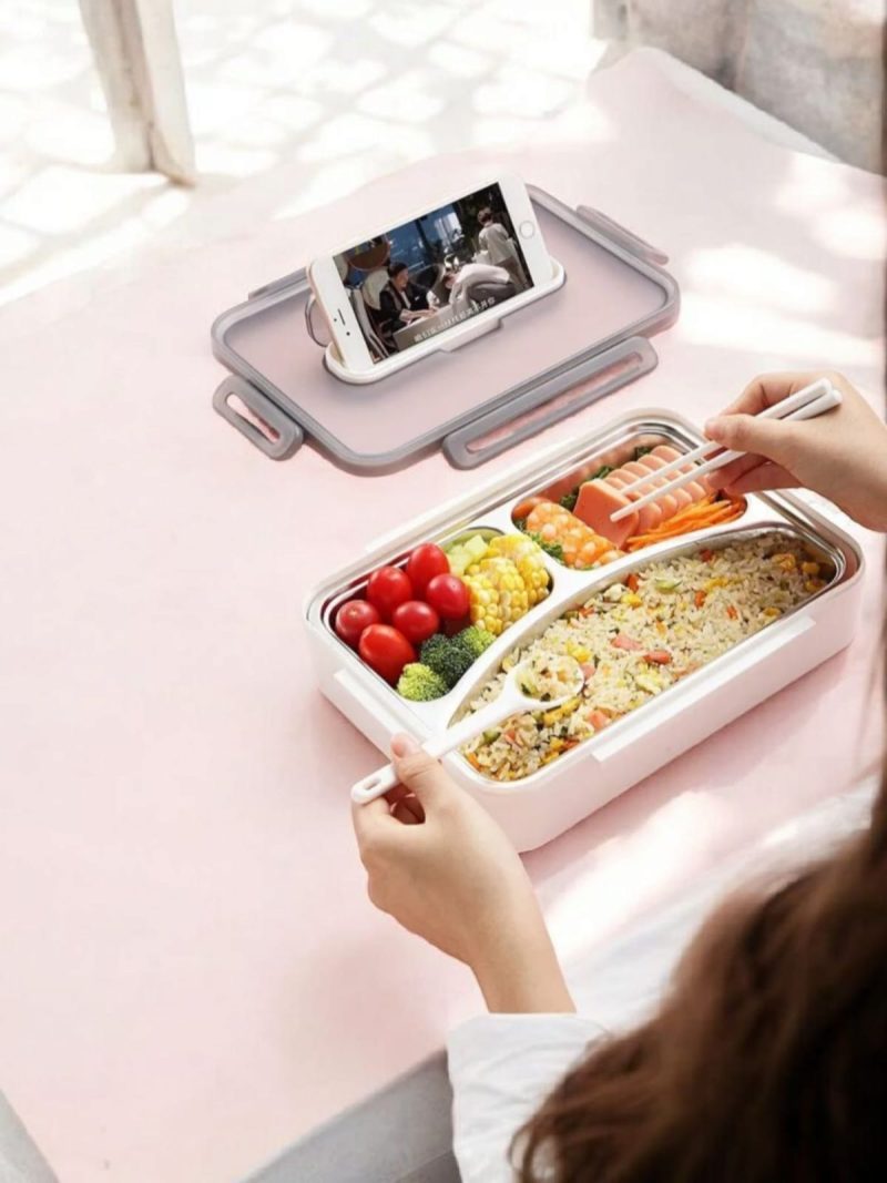 Microwave Safe Stainless Steel Lunch Box with Set for Spoon (850ml) - Image 4
