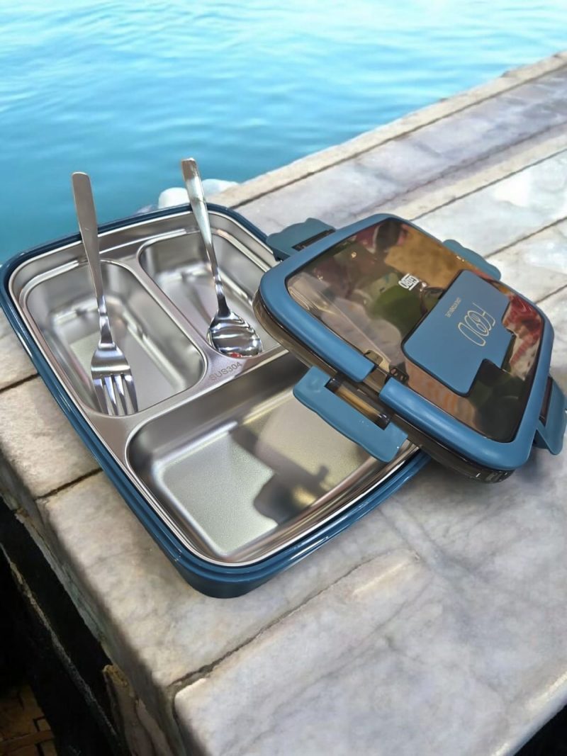 Student Portable 304 Stainless Steel Insulated Leak-Proof Bento Box with Tableware Set - Image 2