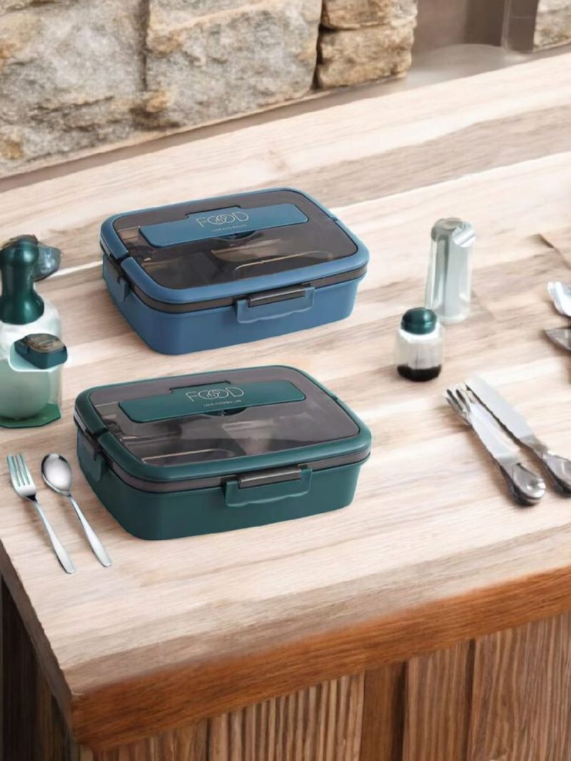 Student Portable 304 Stainless Steel Insulated Leak-Proof Bento Box with Tableware Set