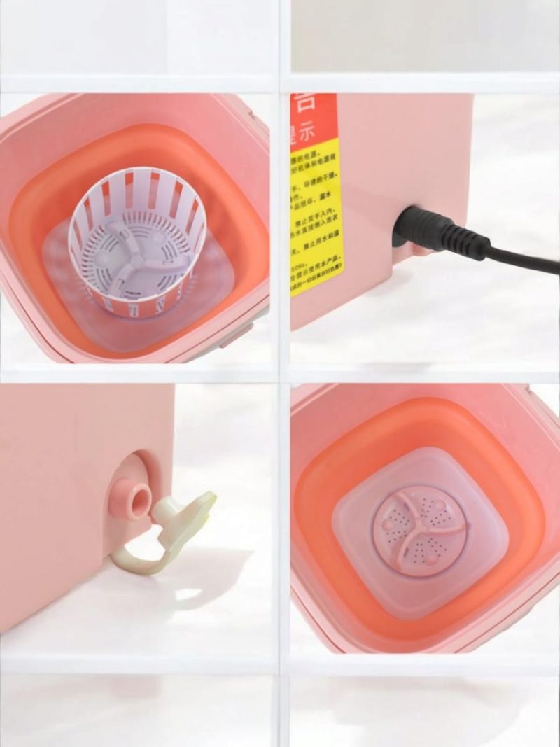 Portable Foldable Mini Top Loading Washing Machine 2kg with Spinner and Dryer for Baby Clothes, Semi Automatic Bucket Washer with Modes for Home, Travel - Image 4