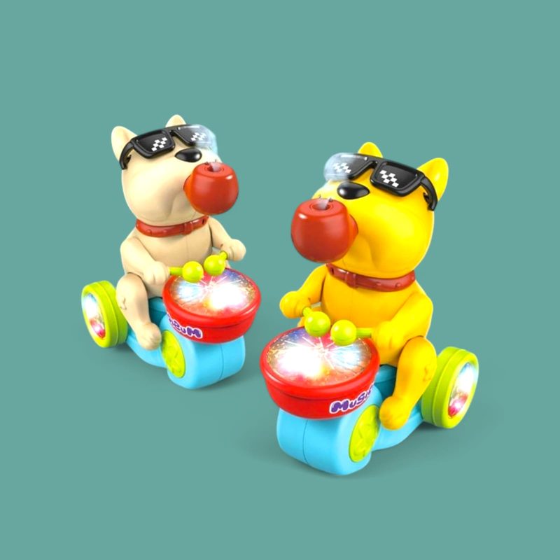 Dog Drummer with Smoke Feature Toy | Musical Walking Flashing Light | Amazing Sound | Beating Drum & Smoke Toys for Kids Boys Girls Children